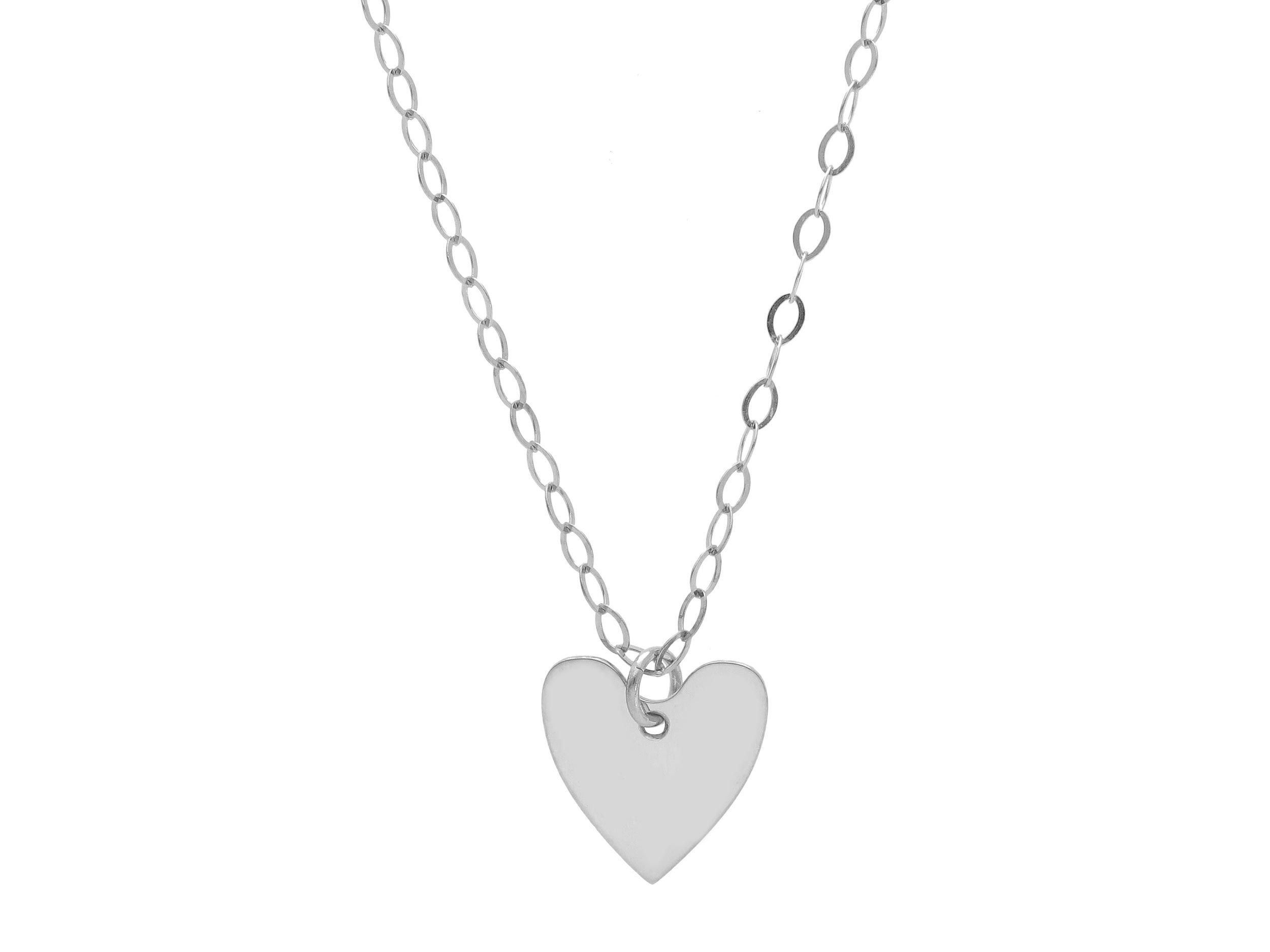 White gold heart shaped necklace k9 (code S225733)
